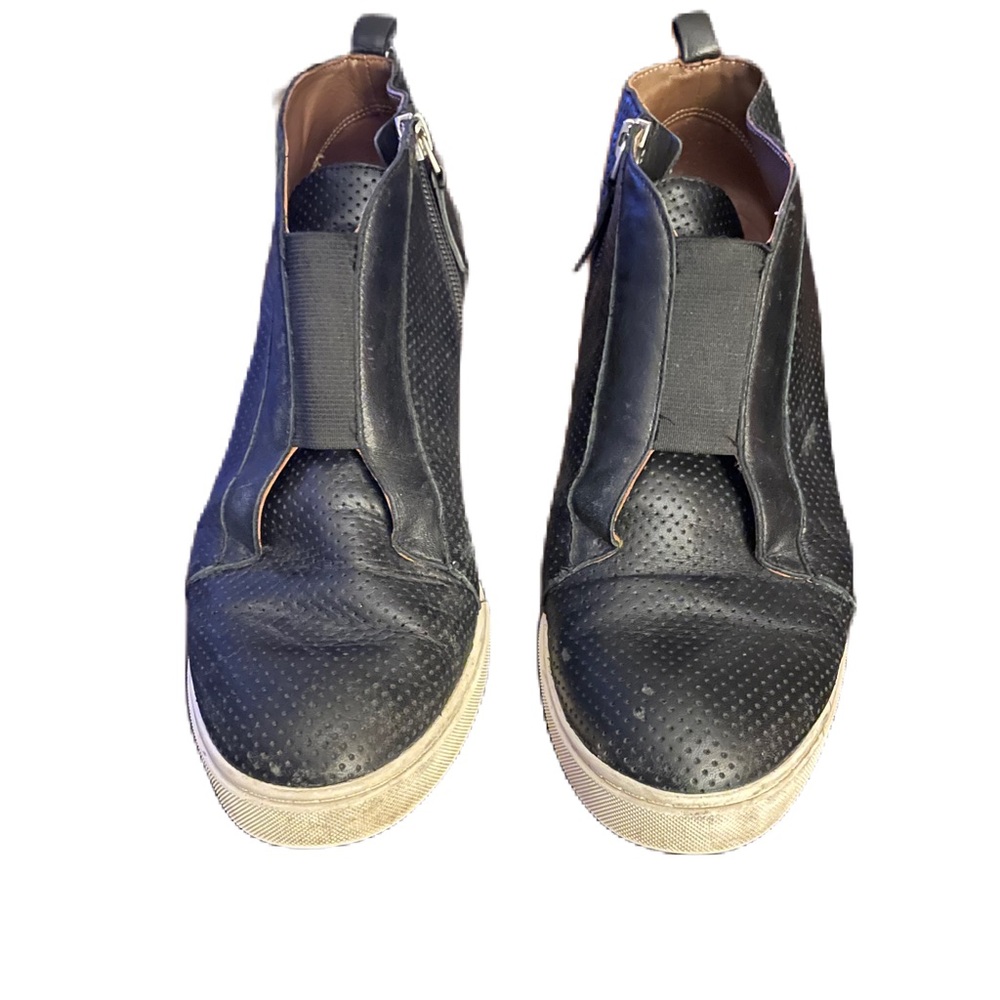 Linea Paolo Felicia Womens Wedge Sneakers Size 8 M Black Zipper Ankle Boots